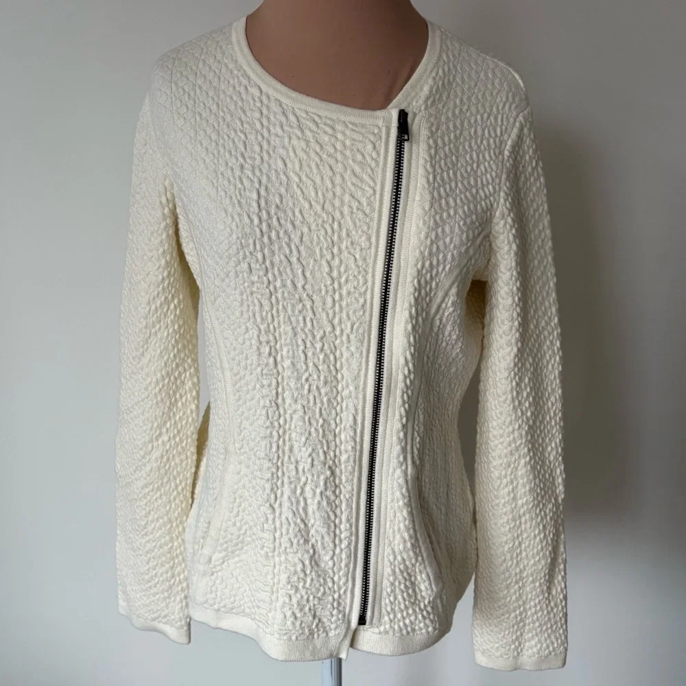 Anthropologie Angel Of The North Textured Vero Knit Asymmetric Zip Moto Jacket M